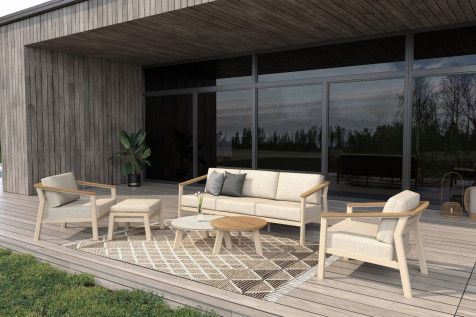  Taste Olivia Sofa Set With Footstool - Latte